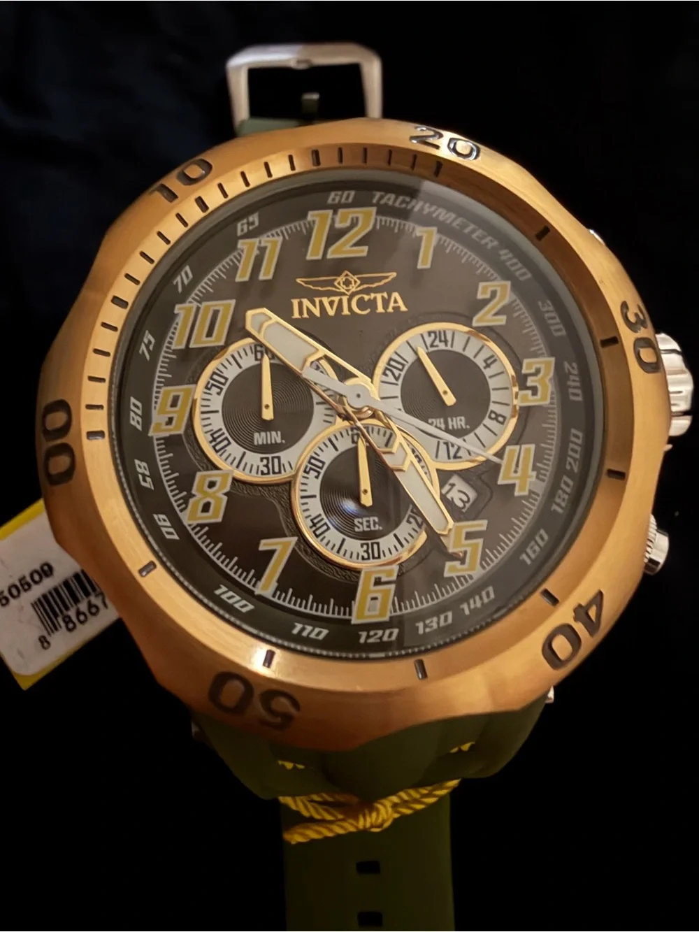 Invicta Men’s Hydra Chronograph Watch — Green/Gold